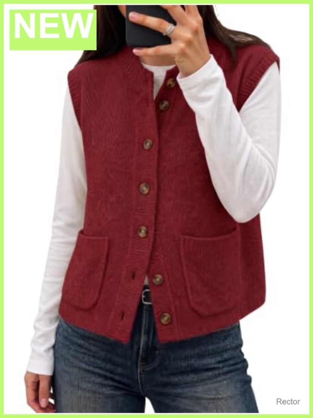 Cap Sleeve Button Down Sweater Vest Sleeveless Cardigan